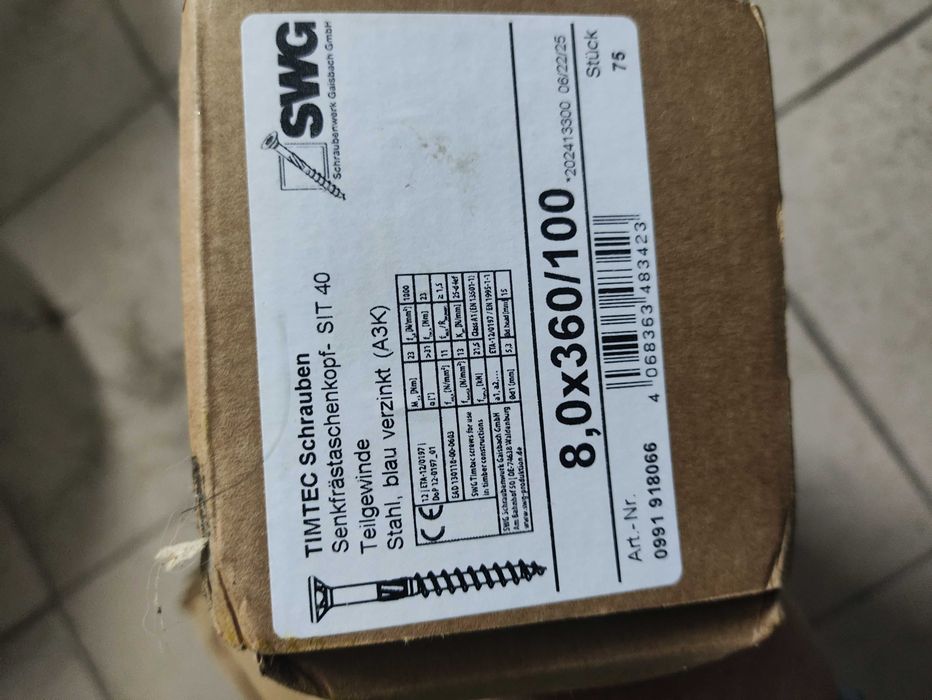 Wkręty ciesielskie TIMTEC 8x360/100 SWG