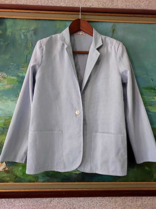 vintage retro żakiet marynarka letni bawełniany unikat narzutka kurtka