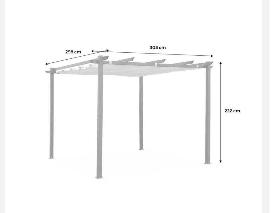 Pérgola em alumínio 3x3m com cobertura deslizante - cinza