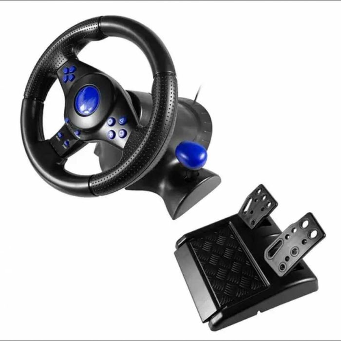 Руль игровой с педалями и коробкой передач для ноутбука пк ps2 ps3 pc usb vibration steering wheel гонки