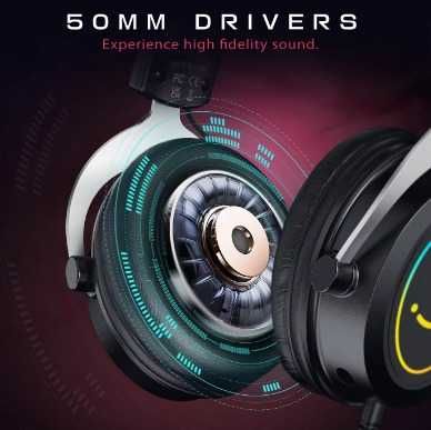 Auscultadores FIFINE H3 RGB com microfone 3,5mm para PC, PS4, PS5