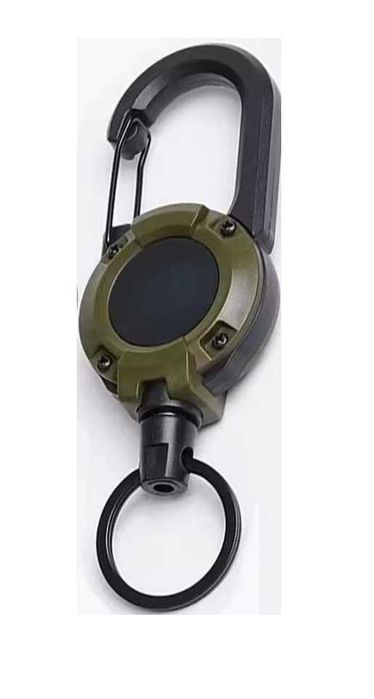 Wytrzymały karabińczyk z kółkiem zwinanym, sprężynowy brelok.
