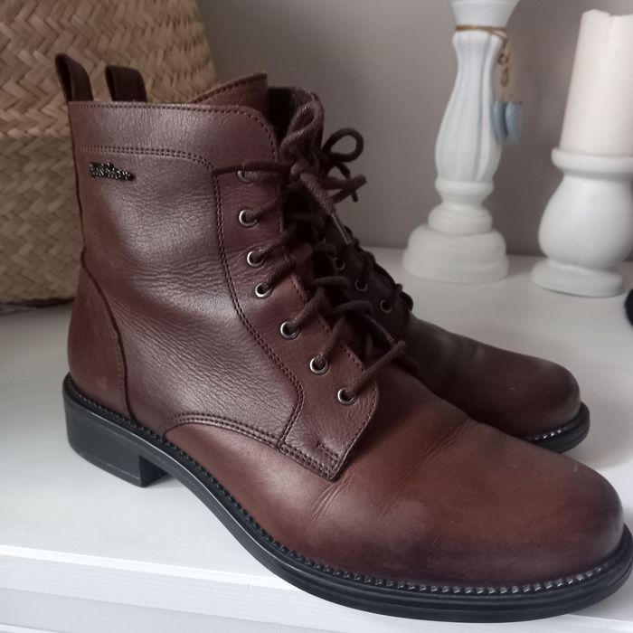 Brązowe buty botki ze skóry naturalnej 38