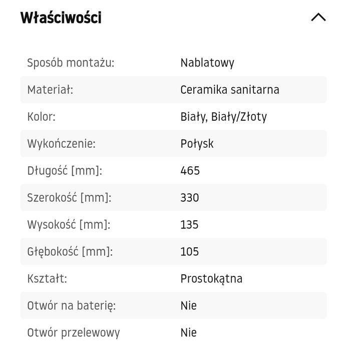 Umywalka Nablatowa Belinda Gold Edge Ceramiczna 46.5 x 33