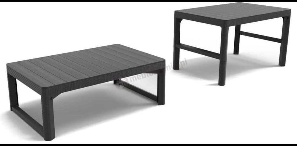 Stół ogrodowy Curver Lyon podnoszony stolik kawowy grafitowy