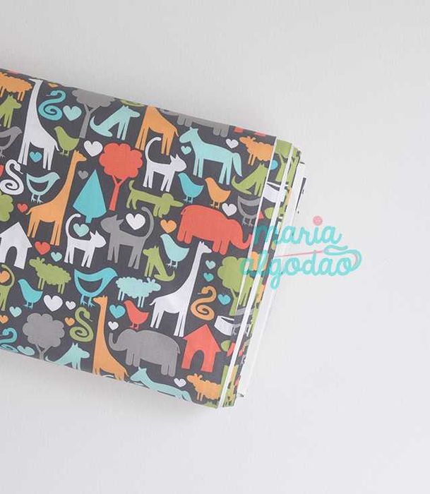 Oportunidade: Tecido 100% algodão a 6€/m - Animal World Charcoal
