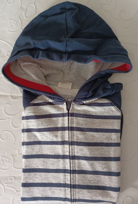 Zippy Boys' Jacket in Blue and White Colors with Stripes and Hood.