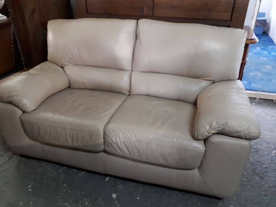 Sofa skórzana 2 osobowa skóra naturalna stan bdb beżowa FV DOWÓZ