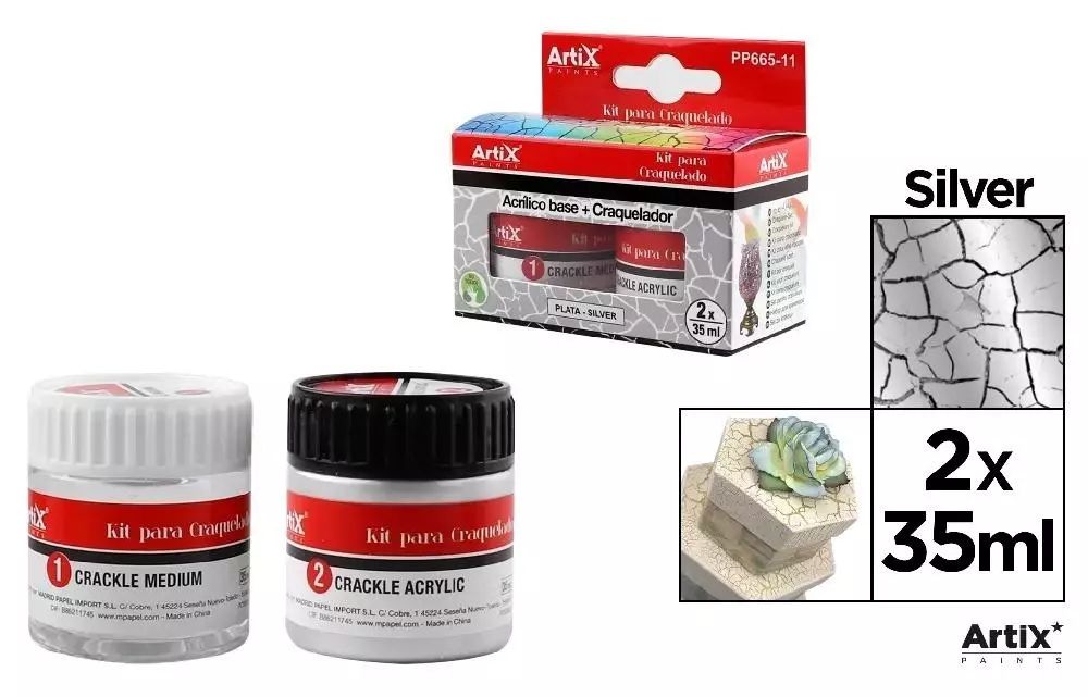 Farba Akrylowa Srebrny 35Ml + Środek Tworzący. Artix. Nowy Produkt