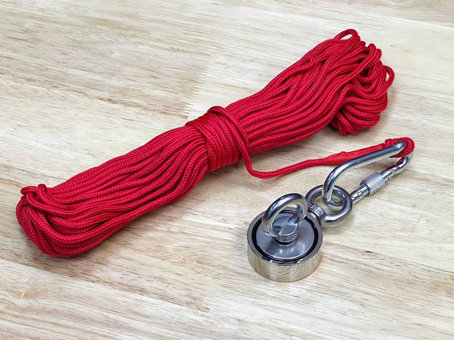 90 кг Магнит Неодимовый LNM48-2 + Веревка 20 метров (D4) Не ржавеет