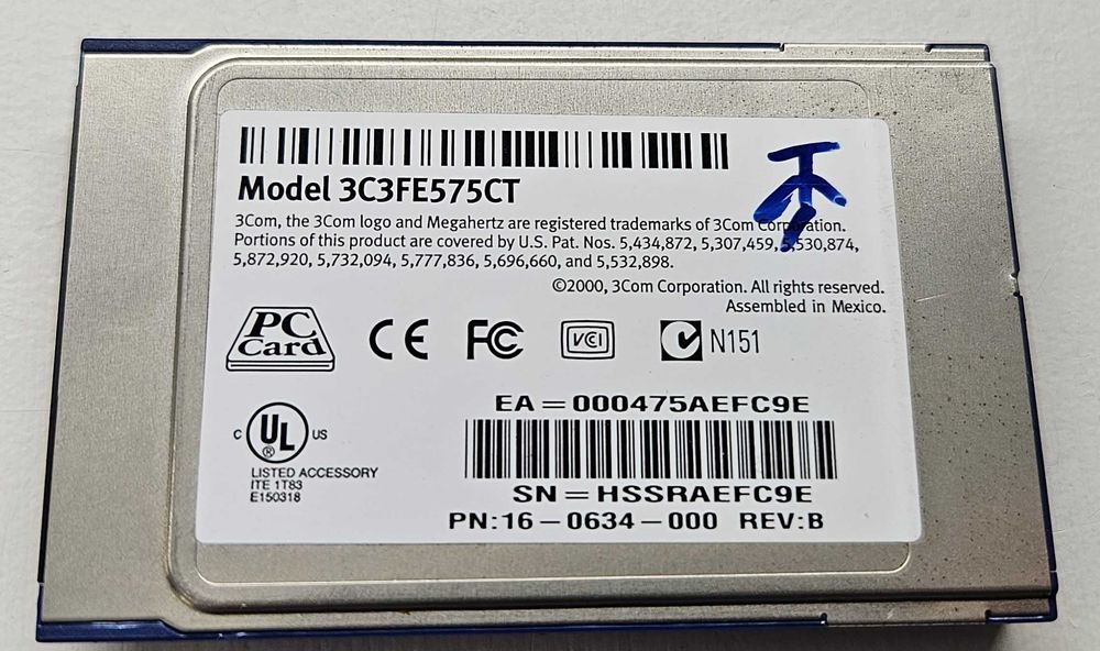 Karta sieciowa do laptopa PCMCIA 3Com 10/100Mb Rj45 Retro PC
