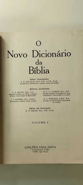 Novo Dicionário da Bíblia J. D. Douglas - 2 Volumes (Excelente Estado)