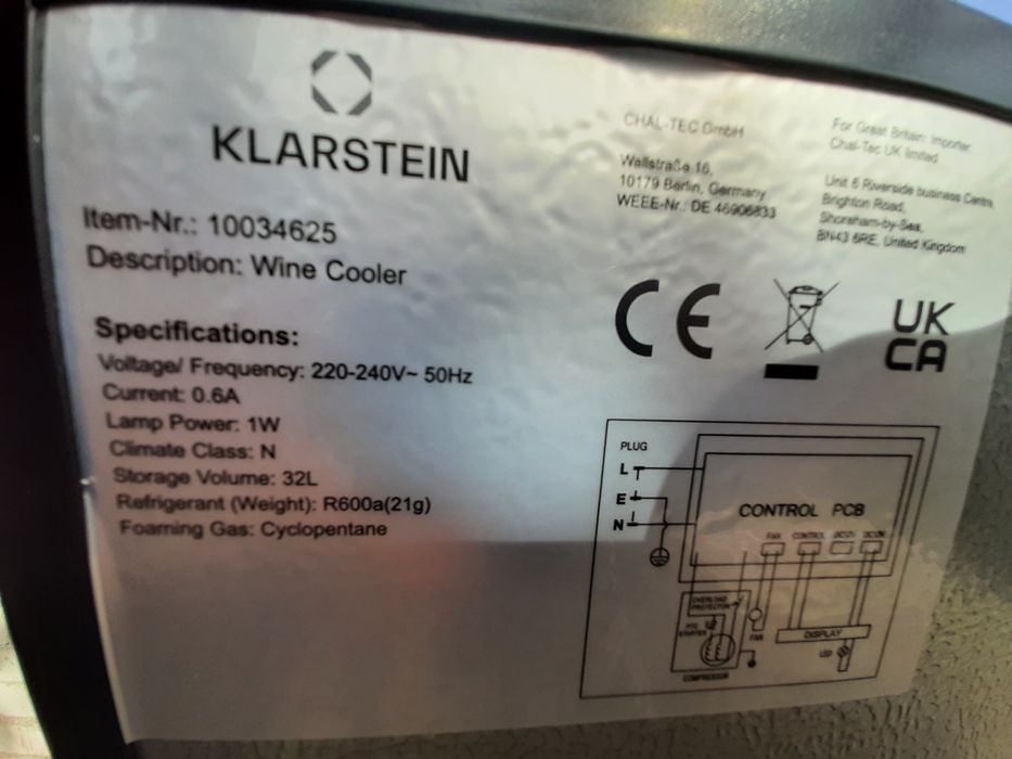 Винный холодильник Klarstein Shiraz 12 Slim Uno