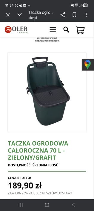 Taczka ogrodowa 70l Ołer garden