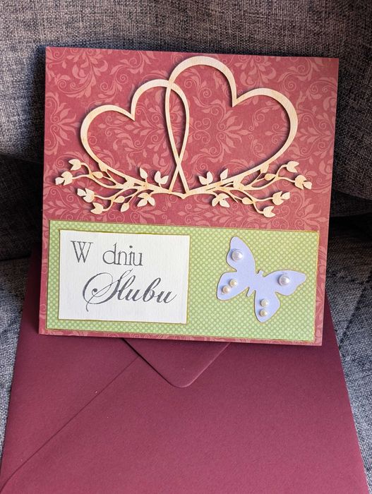 Kartka ślubna z życzeniami z kopertą