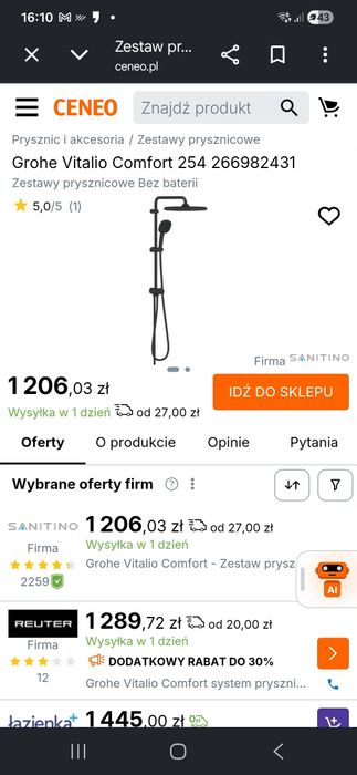 Zestaw natryskowy