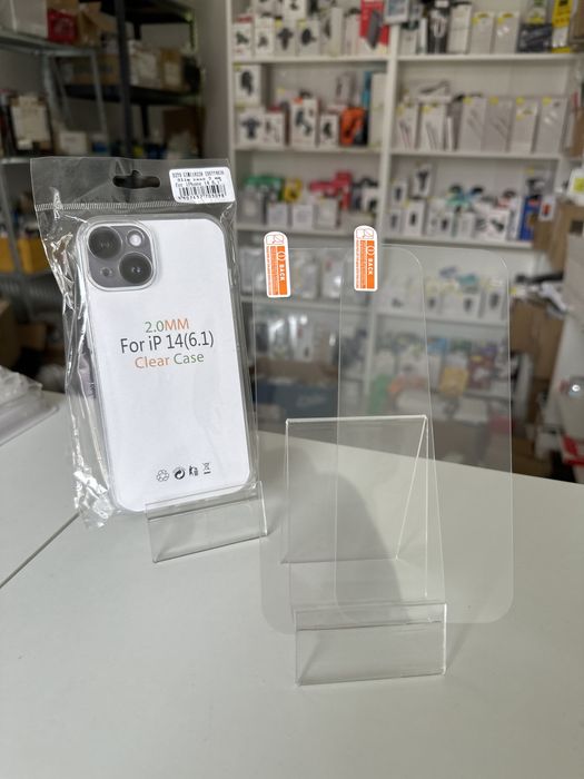 Etui przeźroczyste 2mm + 2x szkło hartowane 9H IPHONE 14