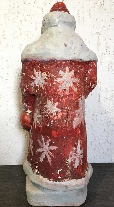 Редкий Антикварный Дед Мороз (49 см) — Гипсовая Копилка, 40-50 годов