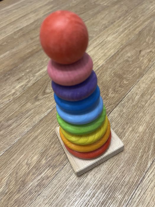 Дерев’яна пірамідка-райдуга / розвиваюча іграшка Монтессорі
