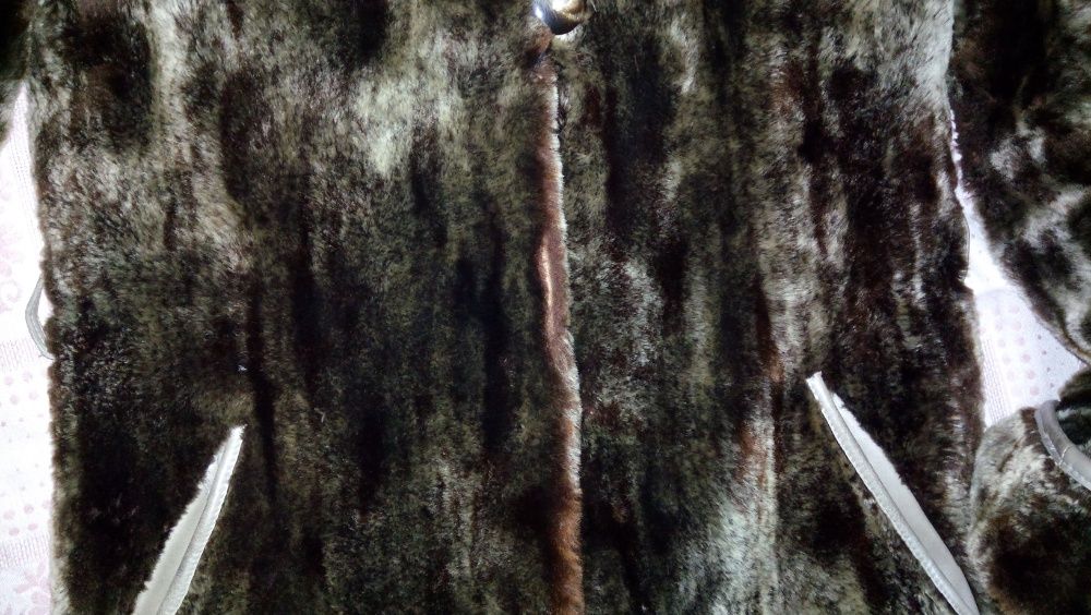 шуба овчина мутон воротник песец размер М