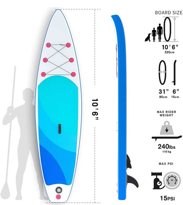 Prancha de Paddle Nova Selada com acessórios de 320cm capacidade 200kg