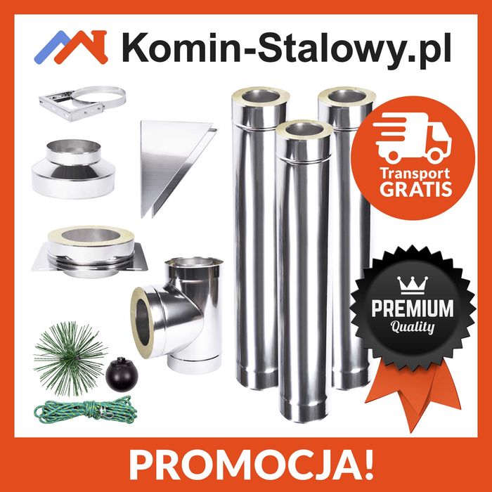 Komin systemowy Stalowy Izolowany - Dwuścienny Zewnętrzny - Fi 120/180 - 3 m, gr. 0,8 mm - Szybka Realizacja
