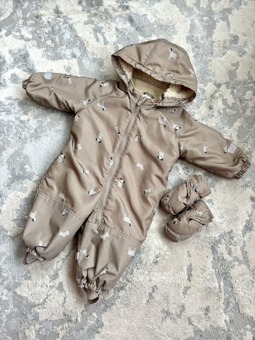 Зимовий комбінезон H&M 74-80 розмір 6-9 місяців з рукавичками (крагами
