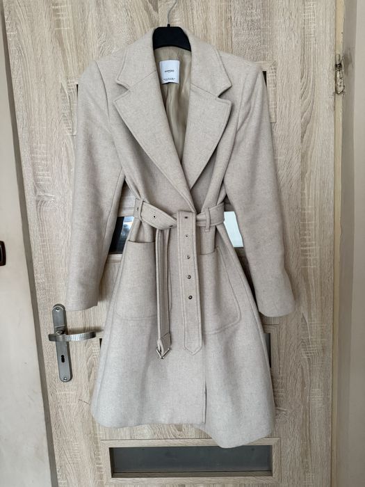 Płaszcz wełniany mango suit 64% wełna wiskoza premium zima wiosna