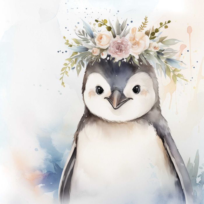 Fototapeta Dla Dzieci Pingwinek Zima Bajki 3D Twój Rozmiar + KLEJ