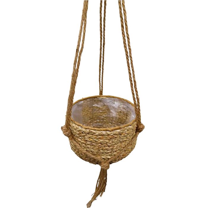 Pleciony Kosz Wiszący Trawa Morska Doniczka Osłonka na Kwiaty Wiszące Boho 24cm