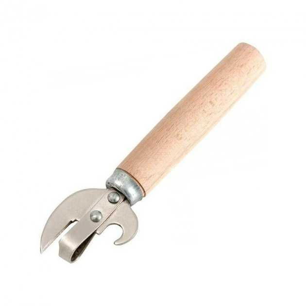 Открывалка , консервный нож с деревянной ручкой для банок и бутылок