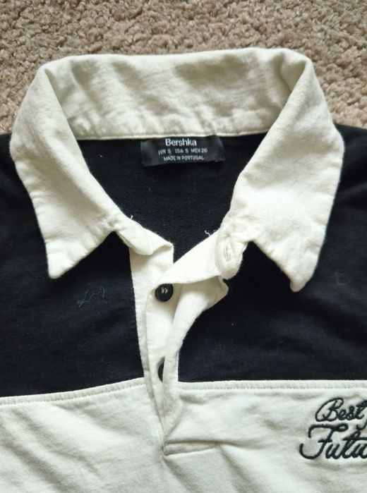 Bluza z kołnierzem typu rugby oversize cropped Bershka rozm. S