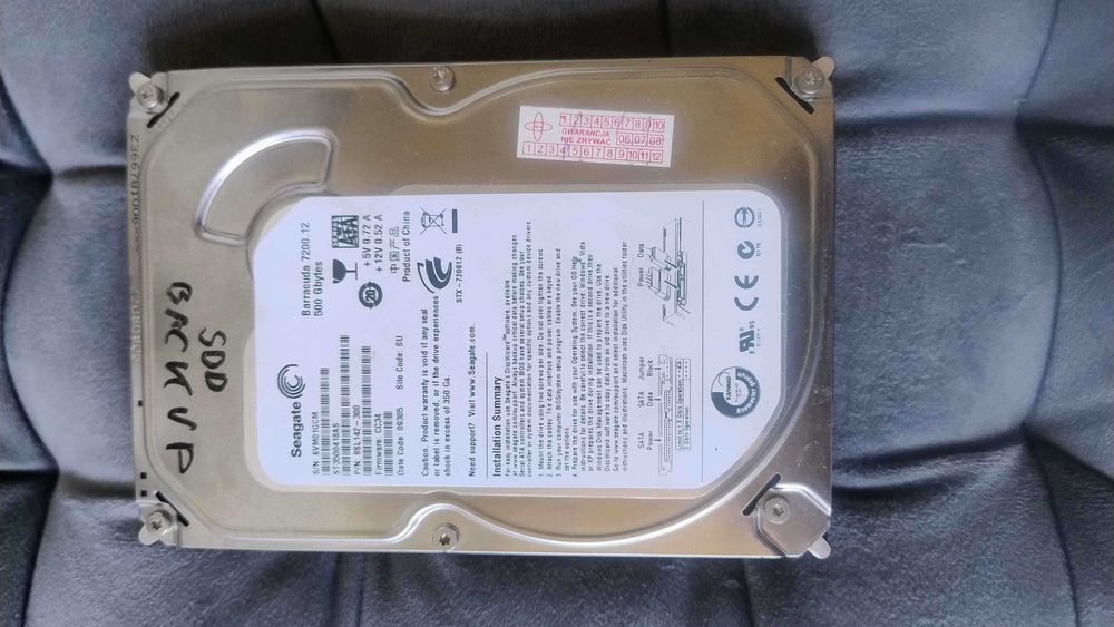 Dysk twardy Seagate 500GB SATA II HDD – sprawny, UWAGA