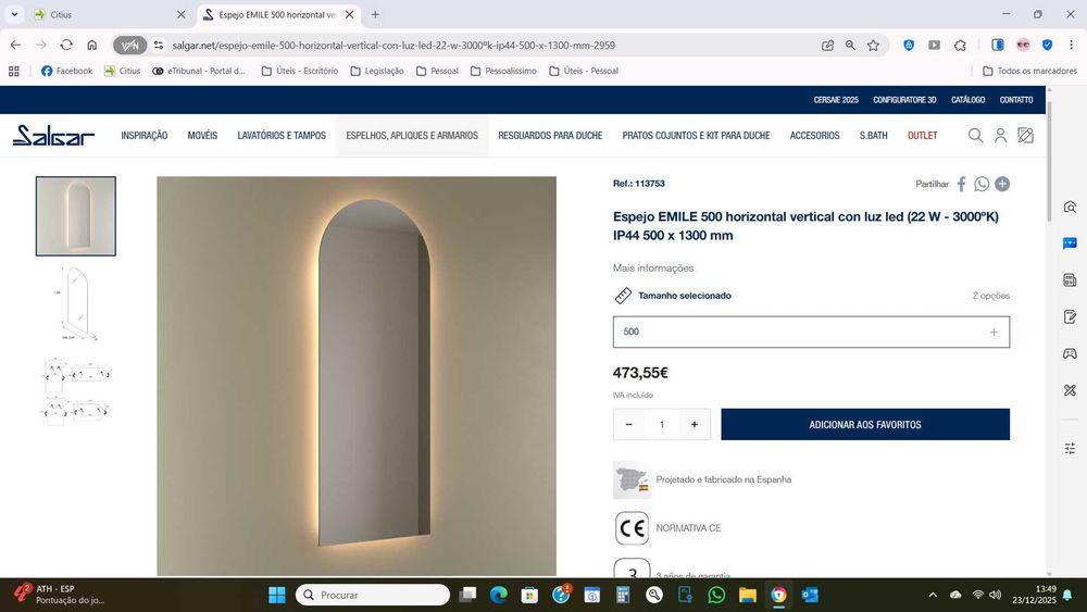 Espelho WC marca SALGAR - novo, ainda na embalagem