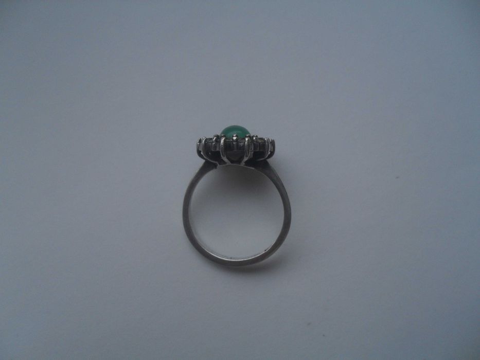 Srebrny pierścionek - rozetka z chryzoprazem - cena ost