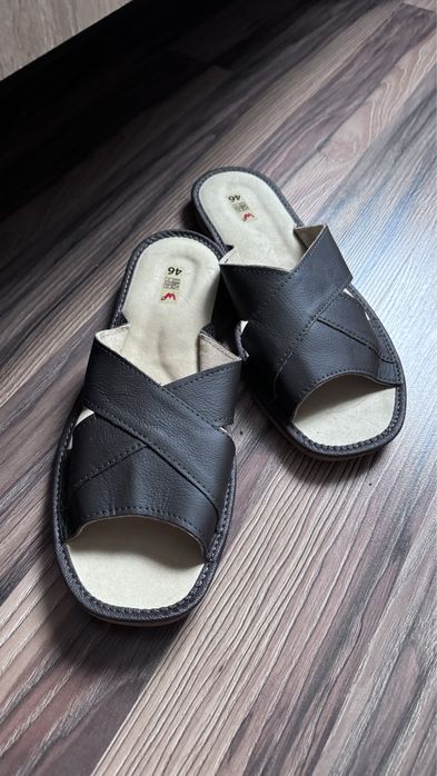 Тапочки чоловічі шкіряні домашні, для дому тапки мужские, кожаные