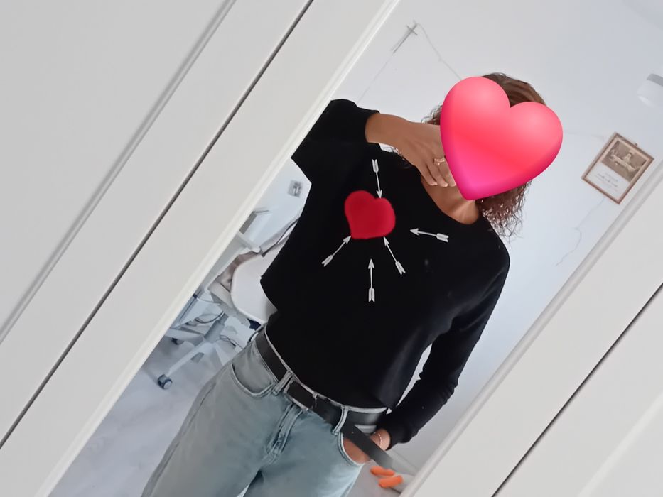 #Primark sweter top czarny serce