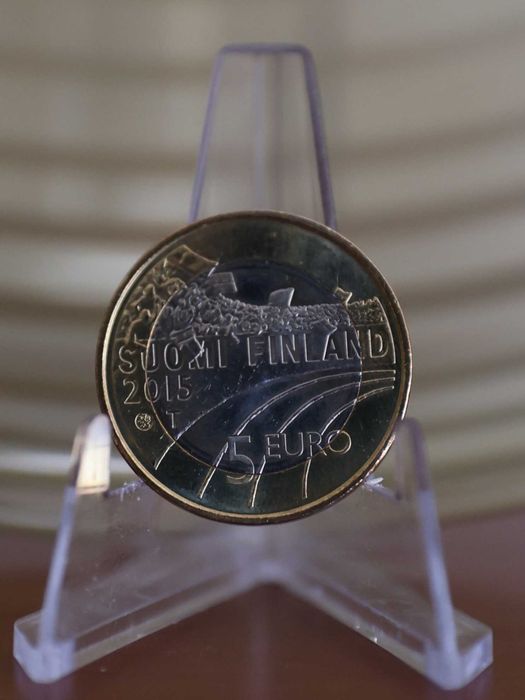 Finlândia Moeda 5 € Bimetálica - 2015 - Desportos – Basquetebol