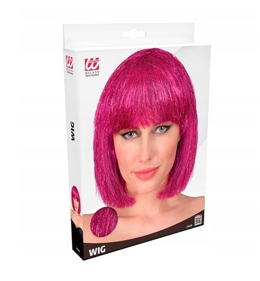 outlet widmann peruka damska z grzywką do ramion różowa połyskująca