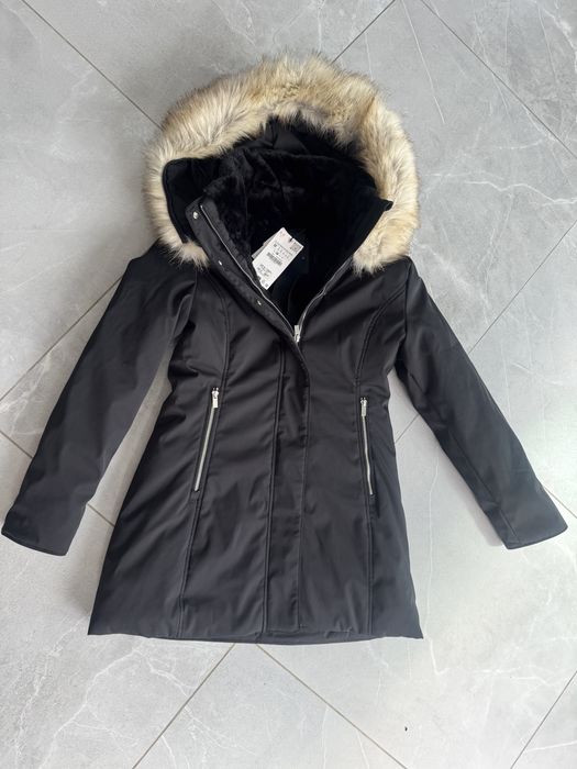 Zara kurtka zimowa parka płaszcz futerko L 40