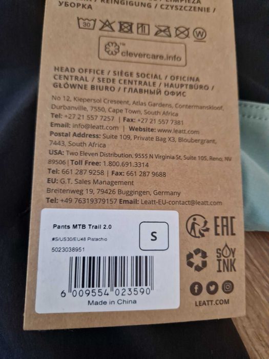 Nowe Spodnie Rowerowe  Leatt MTB Trail 2.0 Pants Pistachio+bokserki