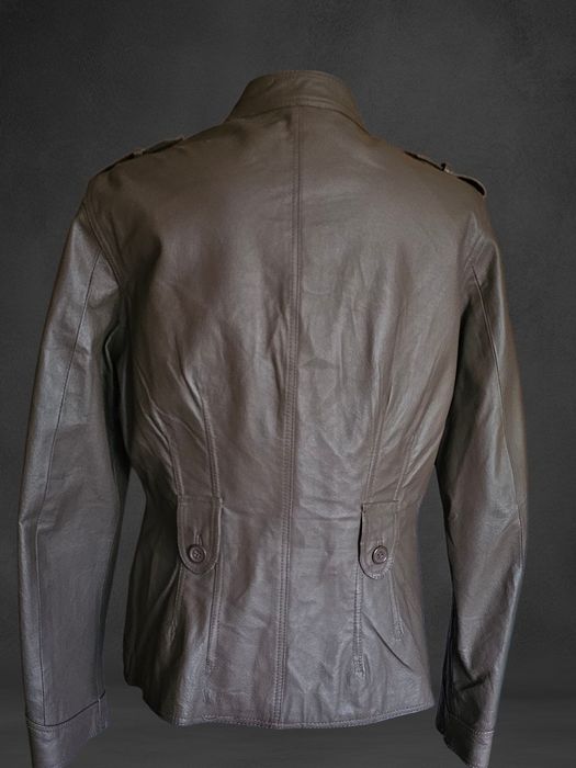 Leather Jacket Vintage y2k  military nude Brown grunge blezer swag 00s