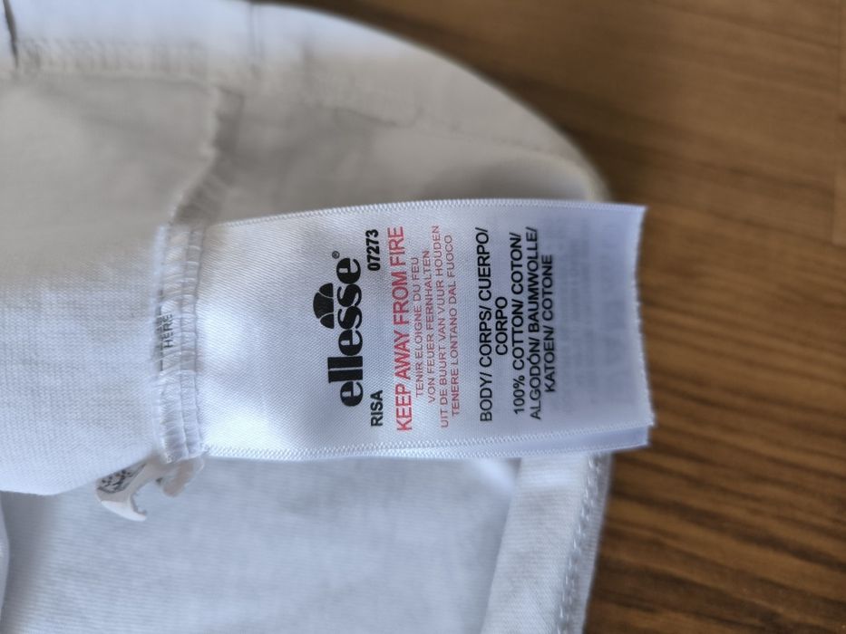 Ellesse t-shirt damski 38 biały wyszywany top lato bawełna