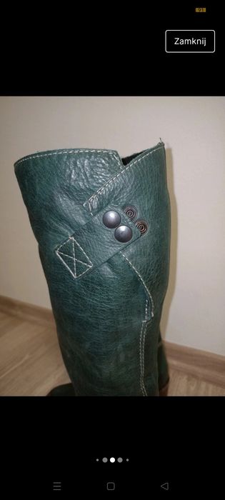 Skórzane włoskie kozaki khaki