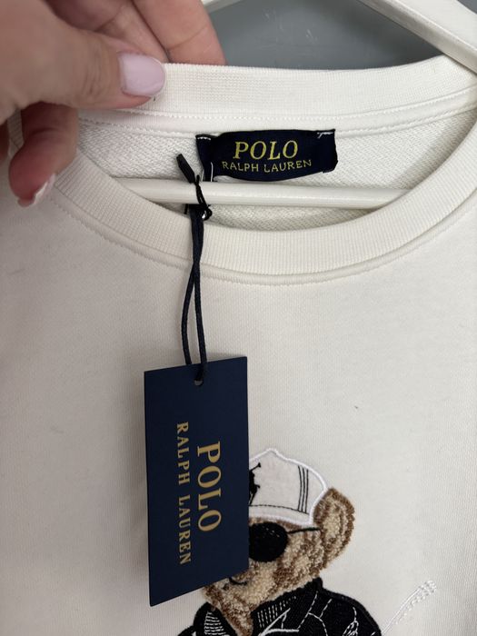 Polo Ralph bluza biala z misiem xxl unisex nowa