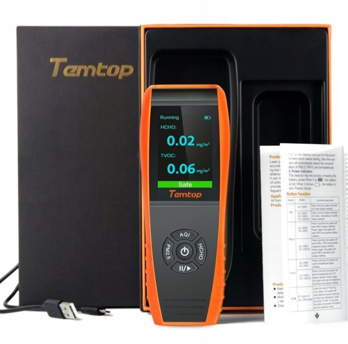 TEMTOP Temperatura Miernik Jakości Powietrza  9w1