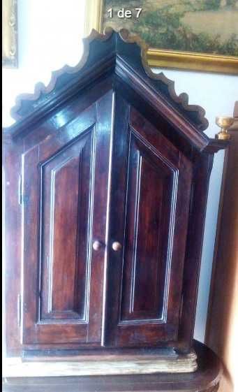 Móvel Antigo Oratório (anos 20) madeira castanho maciço c/iluminação