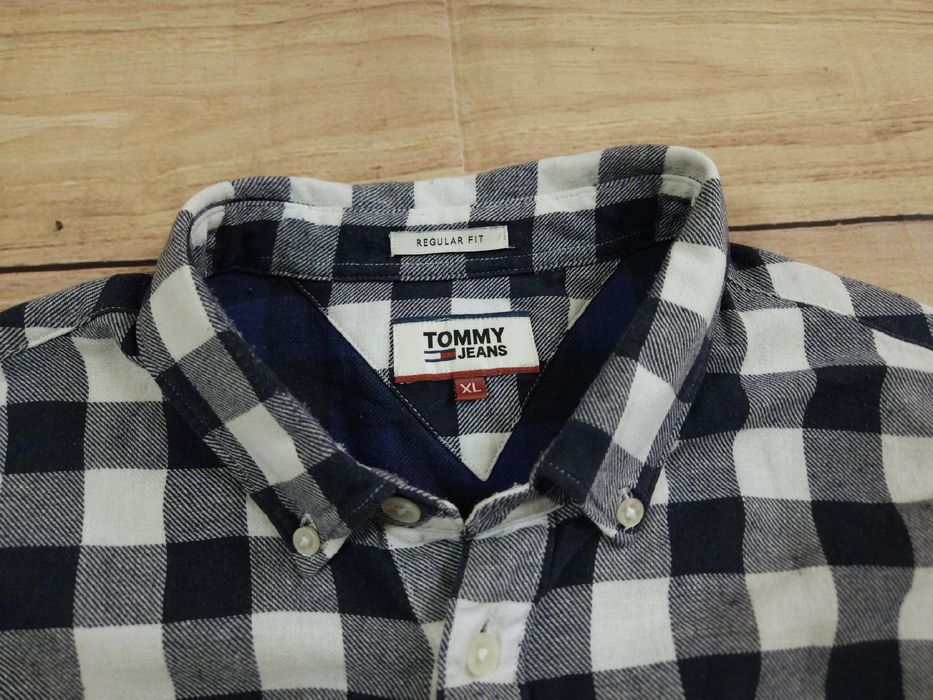 TOMMY JEANS Koszula Męska w Kratę Regular Fit Logowana r. L/XL