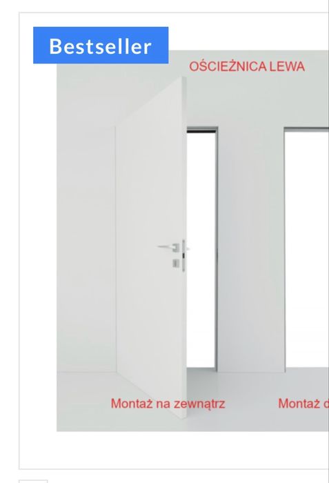 Drzwi wewnetrze, ukryte 80cm do malowania