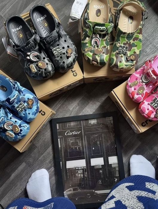Crocs x Bape тапочки (тапки крокс бейп крокси кроксы a bathing ape)